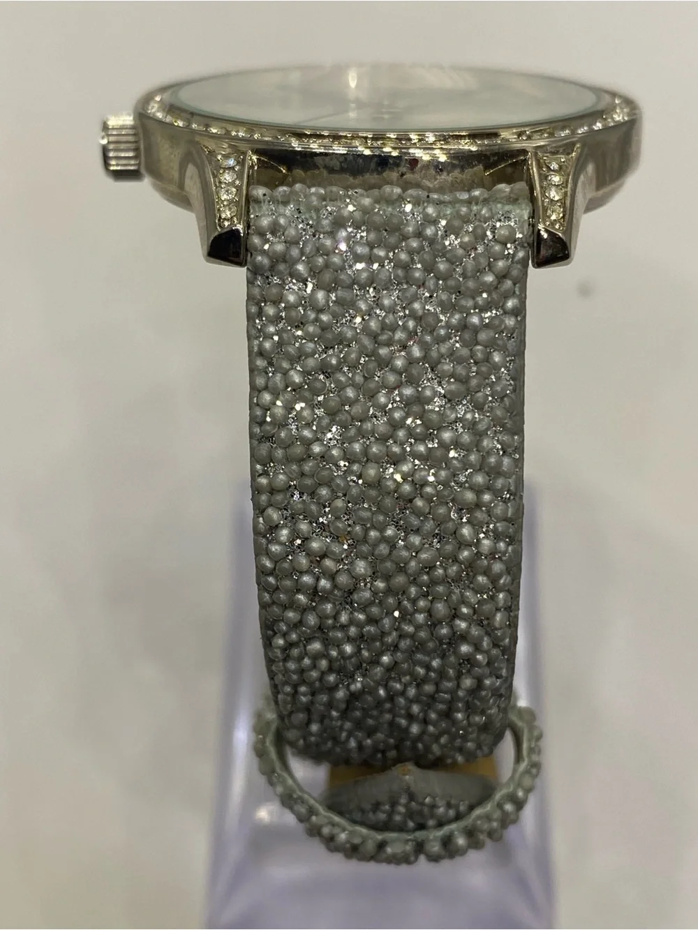 Men’s * Joan Rivers   *** Silver Tone Crystal Bezel ^^^ Iced *** Slate Grey ^^^